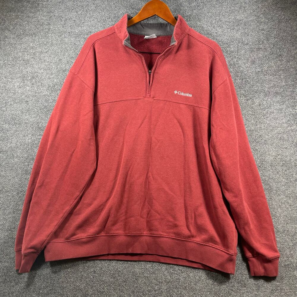 Columbia 1/2 Zip Hart Mountain II Pullover Men's XXL Red Comfort Fit Sweatshirt